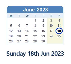 June 18, 2023 (Sunday) .